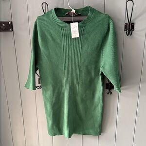 LOFT Emerald Green Ribbed Short Sleeve Top
